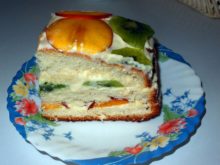Бисквитный торт с маскарпоне и фруктами